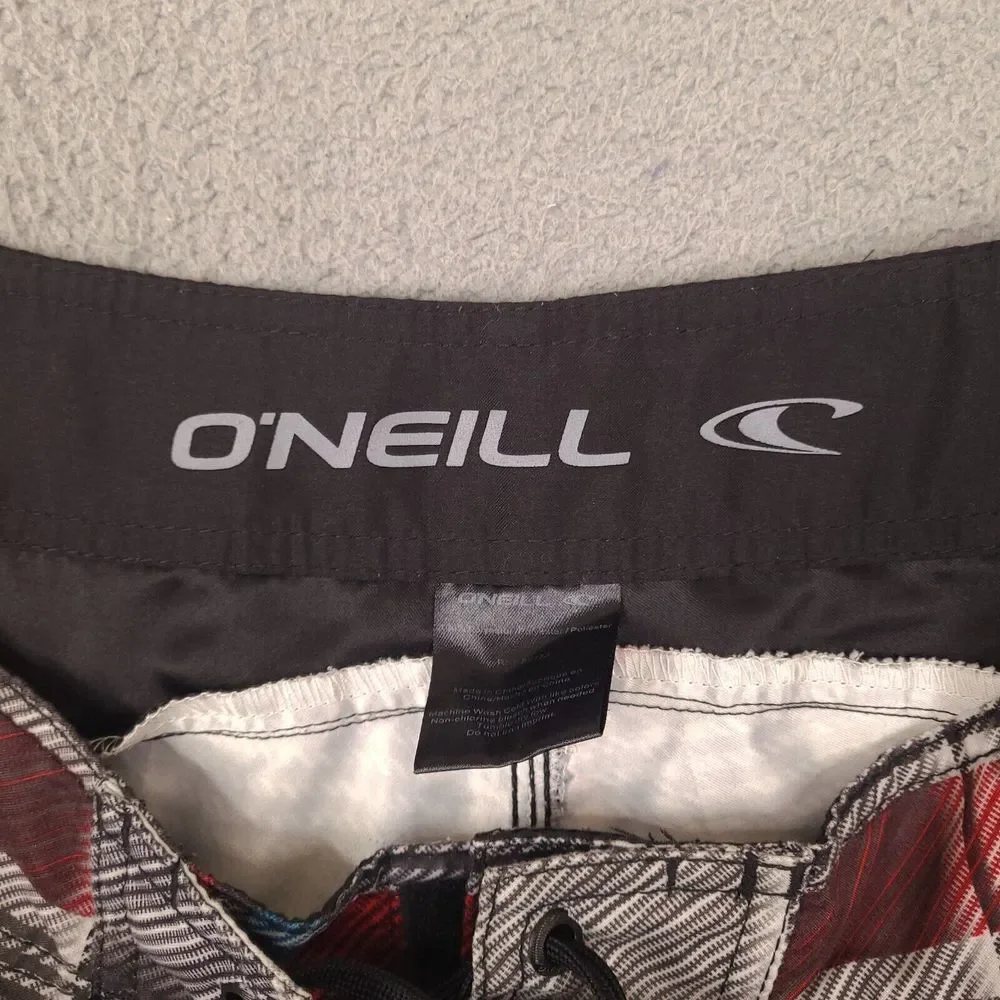 Oneill Shorts‎ Mens 33 Black Colorful Plaid Beach Swim Surf Trunks